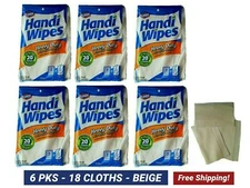 HEAVY DUTY HANDY CLOTHS MULTIPURPOSE ABSORBENT BEIGE CLEANING TOWELS 6 PKS/18