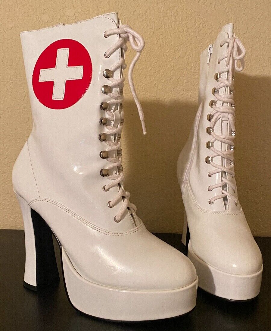 Sexy Ellie White Nurse Boots 1/2