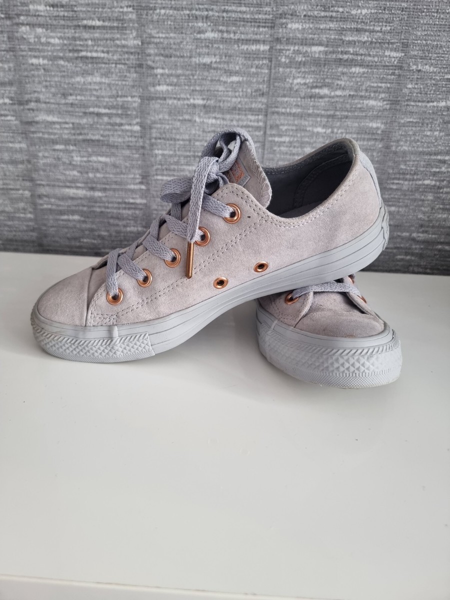 Converse All Star limited edition real leather suede and rose gold trainers  size