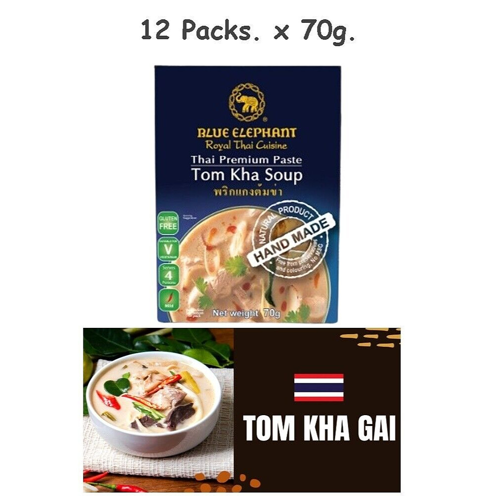Pasta de sopa de coco tailandesa Tom Kha premium elefante azul halal sin conservantes