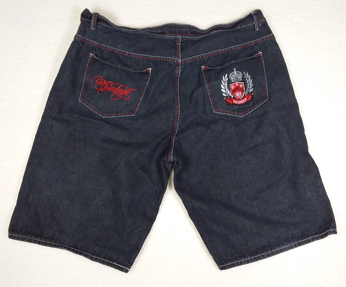 Red Ape Shorts Mens 50 Black With Red Stitching Embroidery Y2K