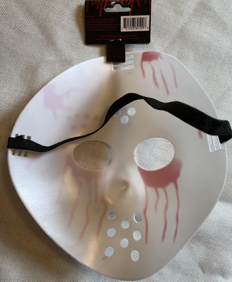 Bloody Horror Jason Hockey Halloween Costume Face Mask, White Red, One-Size - Image 4 of 4