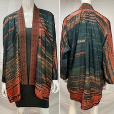 Nwt Love Kyla Embroidered Oversized Kimono Poly Silk Green Jacket Anthropologie