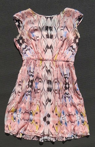 $188 J CREW Pink Marbled Print Silk Chiffon Lined Cap Sleeve Pockets Dress US S - Picture 3 of 5