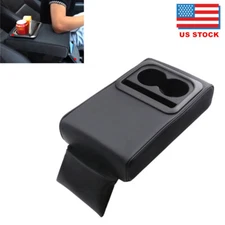 Car Armrest Box Cushion Pad Cover Heighten Elbow w/ Rear Seat Cup Holder Storage