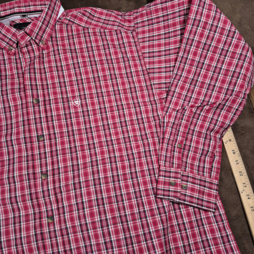 ARIAT PRO SERIES WITTEN BUTTON DOWN SHIRT RED PLAID MEN'S XS LONG SLEEVE - Picture 2 of 13