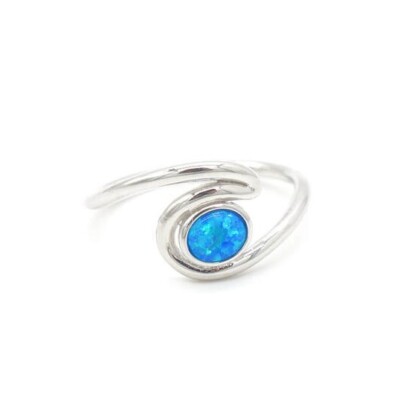 925 Sterling Silver Synthetic Opal Ring - Hawaiian Crest Wave