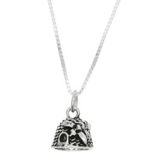 Sterling Silver 3D Beehive Beekeeper Bee Charm Necklace
