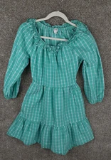 J. Crew Dress Womens 2 Aqua Green Seer Suckered Ruffleneck Mini 3/4 Pockets