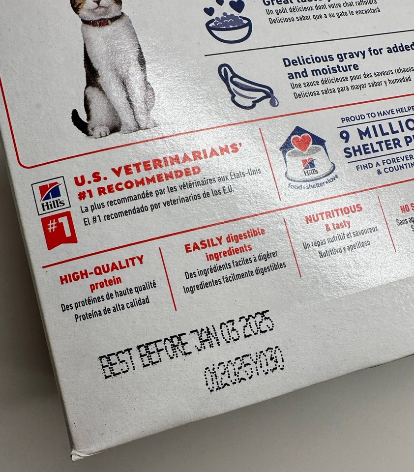 Lot of 2 Hill's Science Diet Senior 7+ Wet Cat Food Pouches Chicken