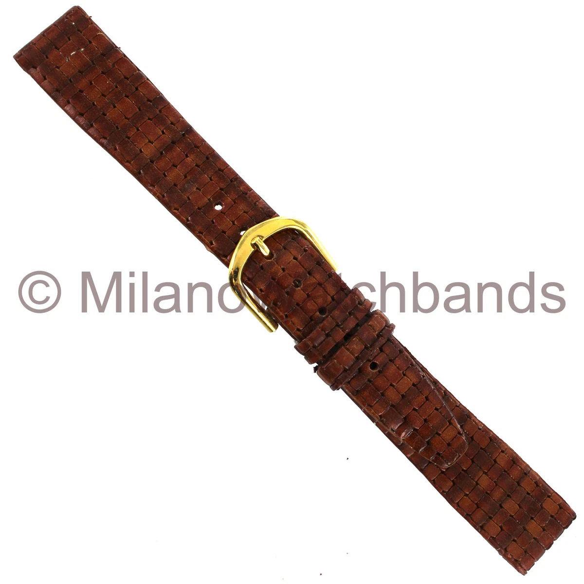 16mm Speidel Mens Genuine Leather Honey Embossed Basketweave Look