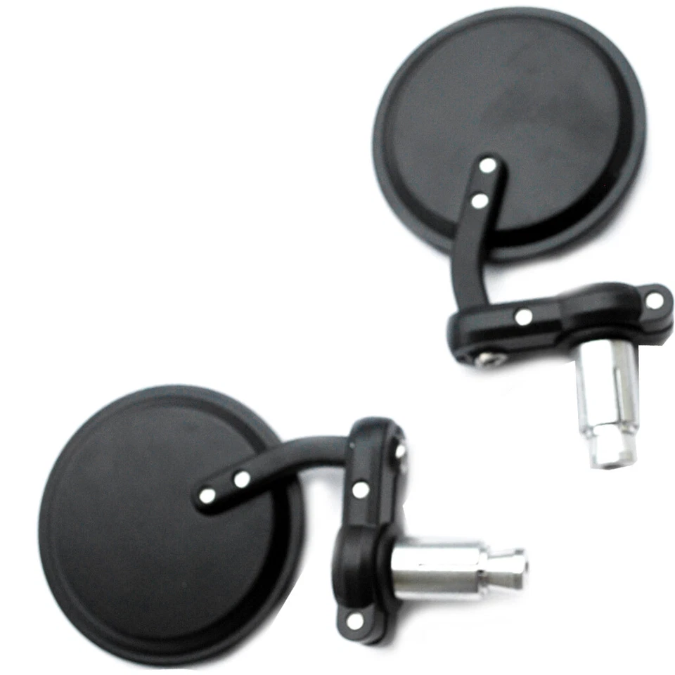 Black CNC Motorcycle Rearview MIRRORS for 7/8" Handle Bar End CAFE RACER BOBBER - Image 3 of 4