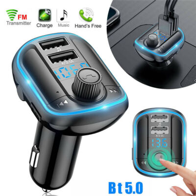 KFZ BT 5.0 FM Transmitter Auto Audio MP3 Player USB Ladegerät Adapter DA