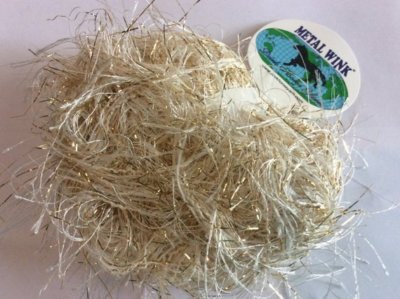 Dark Horse Yarns Metal Wink ''Sparkle'' #311 Cream & Gold Metallic Eyelash 20G 84Y