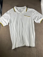 KingSize Polo Shirt XL Tall White Yellow Navy Trim Pocket 100 Cotton Pakistan