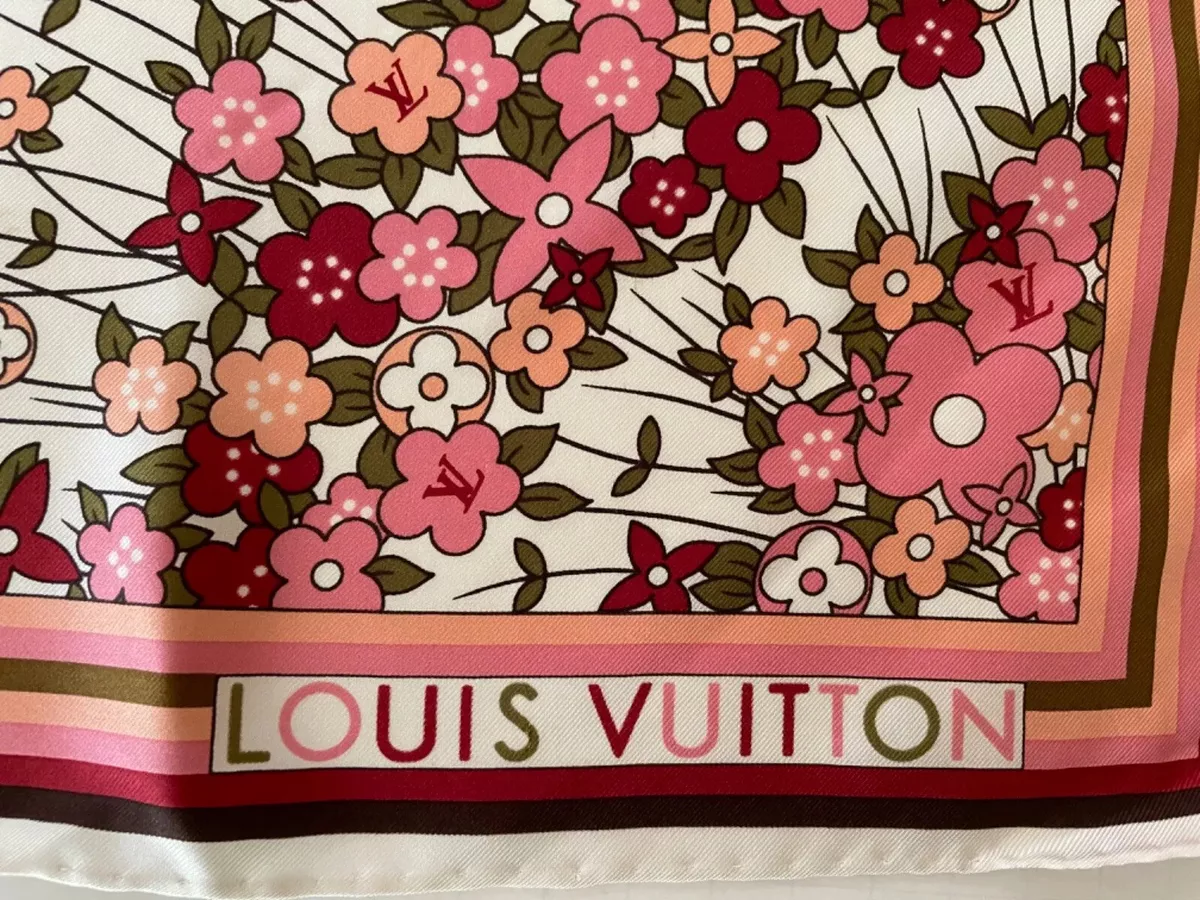 LOUIS VUITTON Neutrals Monogram Classic Silk Printed Scarf