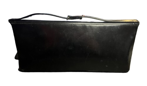 Vintage 50s 60s Mam'Selle Black Calf Leather Clutch Style Bag Handbag Handle - Picture 2 of 10
