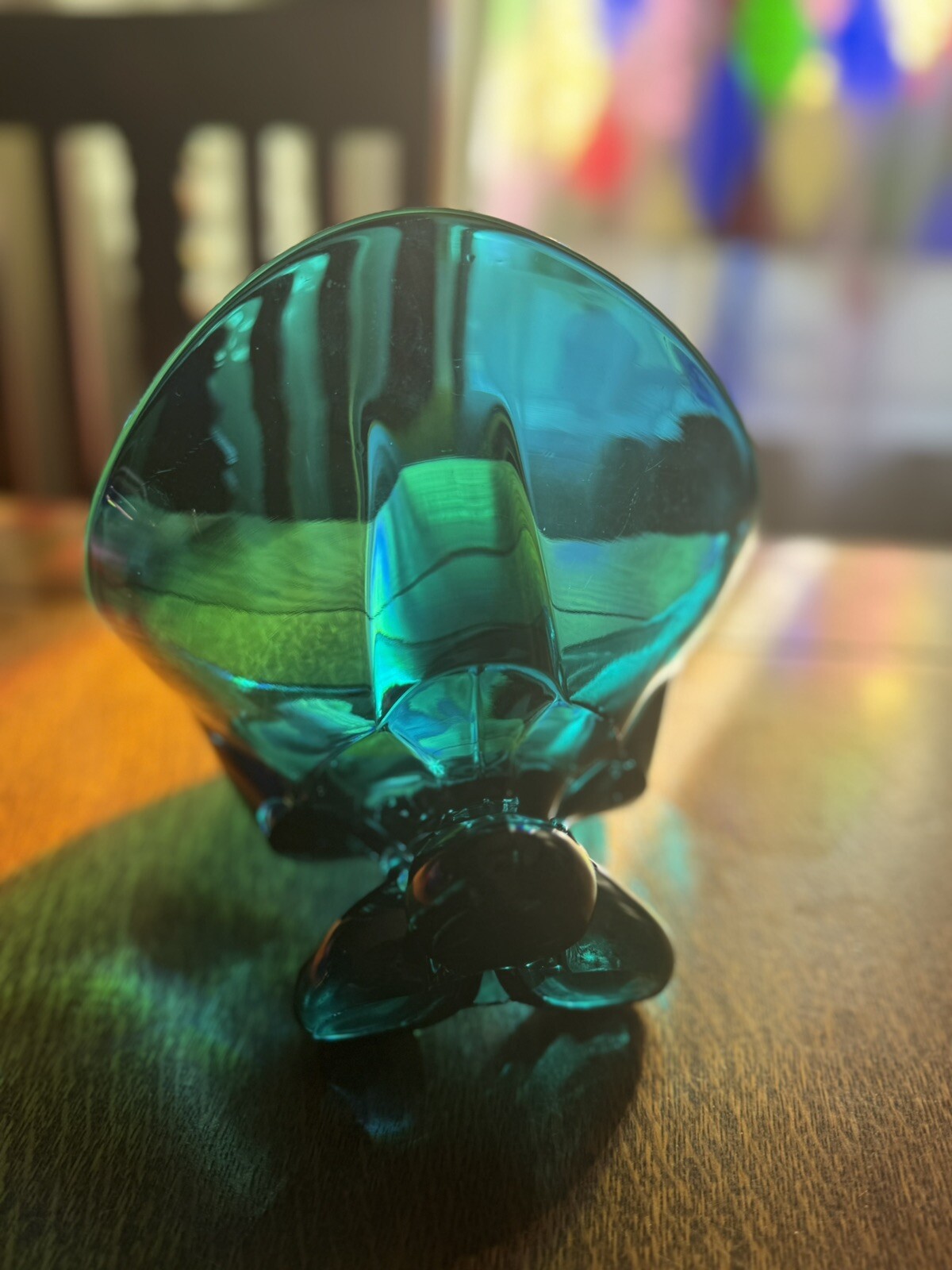 Vintage Mid Century Modern Blunique Viking Art Glass Pedestal Footed Bowl Vase