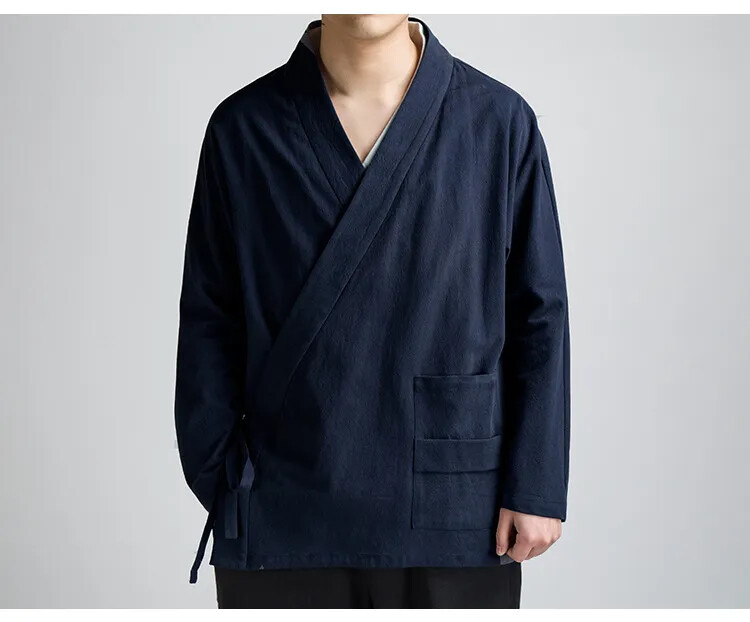 Loose kimono Cardigan Retro Linen Male Yukata Japanese Samurai Clothing