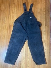 Carhartt Duck Bibs Bib Overalls Loose Fit Quilted BLACK Pants Size 4 or 5XL Nice