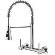Wall Mount Kitchen Faucet 2 Handles, 8 Inch Center Wall Commercial Utility Si...