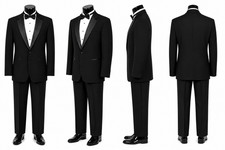 Men's Black Chaps Ralph Lauren Tuxedo with Flat Front Pants, Shirt,  Bow Tie