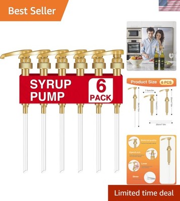 Coffee Syrup Pumps, 6 Pack Gold Syrup Pump, Skinny Syrup Pump for 750ml 25.4o...