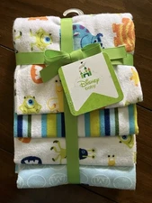 Disney Baby Boy Girl Monster's Inc Cotton Flannel Receiving Blanket Set of 4 NEW