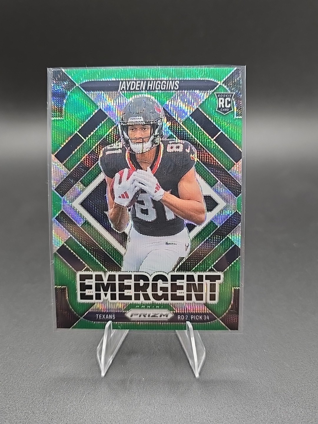 2025 Panini Prizm - Emergent Jayden Higgins #14 Green Wave Prizm (RC)
