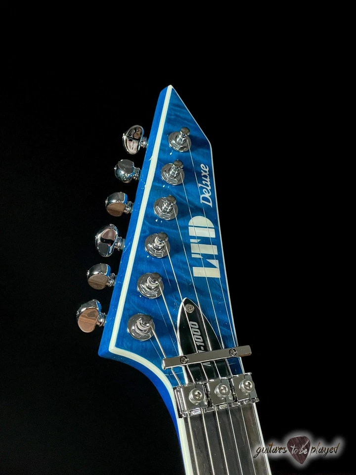 ESP LTD MH-1000 QM Fishman Fluence Floyd Rose Guitar – Black Ocean - Image 4 of 4