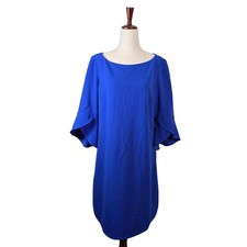 Vince Camuto Womens Cobalt Blue Tulip Bell Sleeve Shift Dress Size 12 Boat Neck