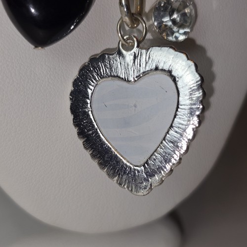 Y2K Zebra Heart Charm Statement Necklace Emo Scenecore Grunge Alt Jewelry Hearts - Picture 12 of 24