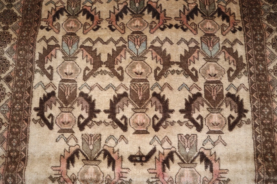 3'2x4'7 ft Brown Beige Terracotta Handmade Caucasian Rug- Entryway Rug, Kids Rug - Image 3 of 4