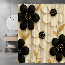 Elegant Black and White Floral Shower Curtain for Modern Bathrooms