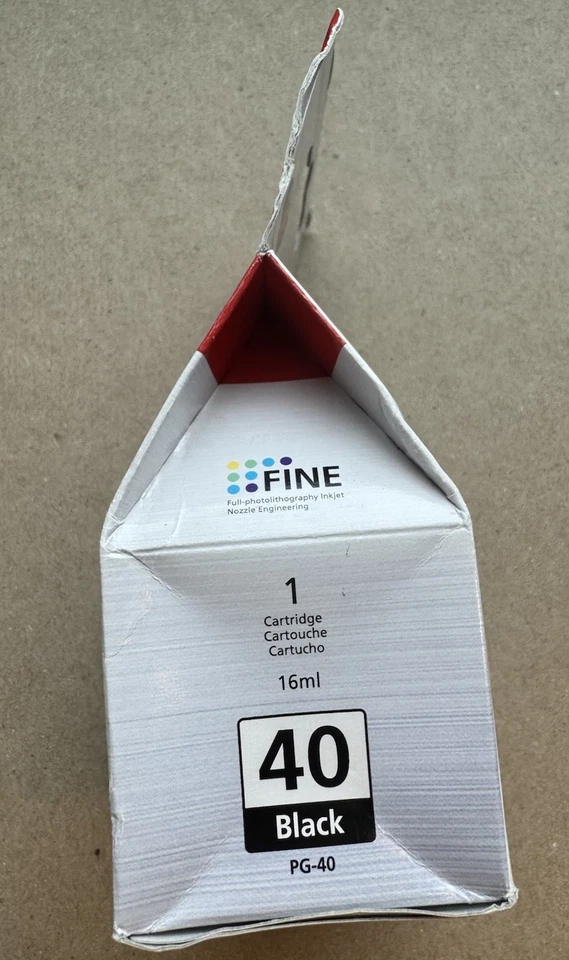 Cartucho de tinta negra Canon original PG-40 rendimiento estándar nuevo sellado Foto 2 de 4