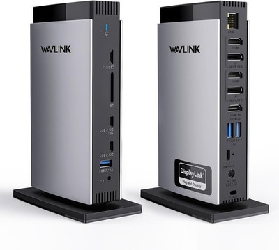 WAVLINK USB-C Dockingstation mit DisplayLink, 3× HDMI, 100 W PD, Mac M1 M4