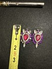Pair Of Contemporary Dangle Earrings Multi Colored Rhinestones — photo 3
