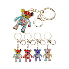 Adorable Bear Rhinestone Gold Key Chain Purse Backpack Charm Key Ring