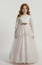 Princess Flower Girl Dress For Wedding Applique Tulle Dress , Size 11/12