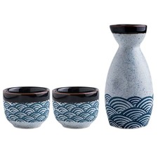 1 Set Saki Pot Japanese Style Ceramic Traditional Sake Pot Sake Kettle with Cups