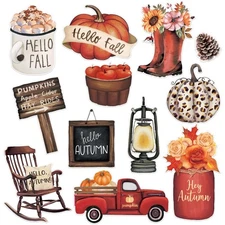 JarThenaAMCS 12Pcs Fall Refrigerator Magnets Vintage Watercolor Pumpkin Truck