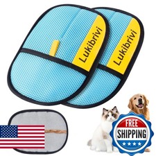 Lukibrivi Pet Hair Removal Glove for Dogs & Cats - 2 Pack (Blue)