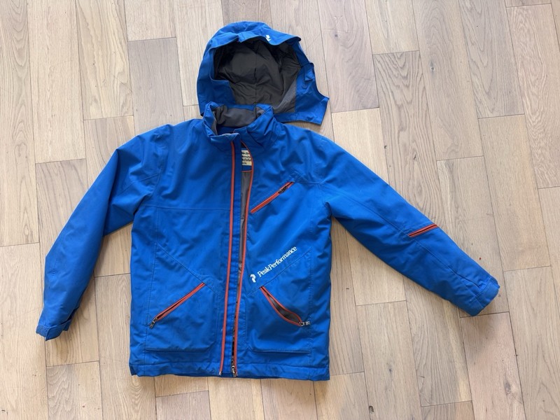 Winter Jacket Kids Size 10/150, Blue & Orange, Unisex Ski Coat Peak Performance