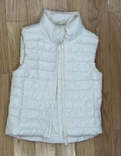 Old Navy Active Girls Quilted Ivory Puffer Vest M 8 Zip Polyester Sleeveless