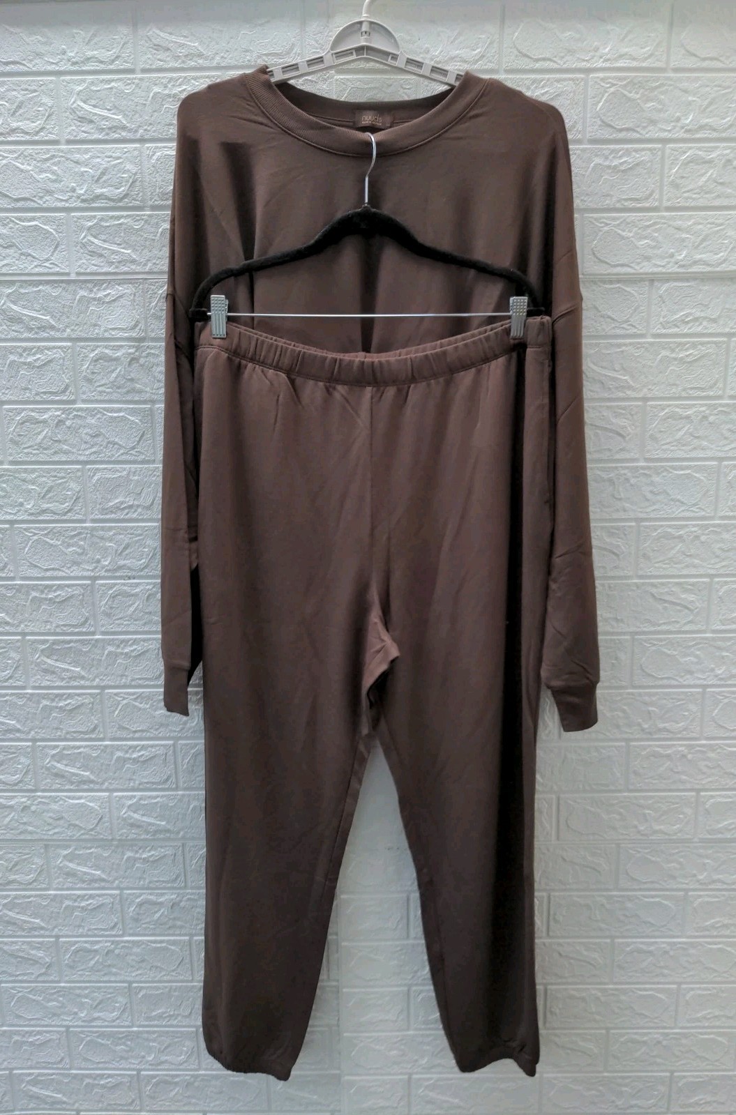 New Nuuds Cropped Sweatshirt Set Coffee Size XXL