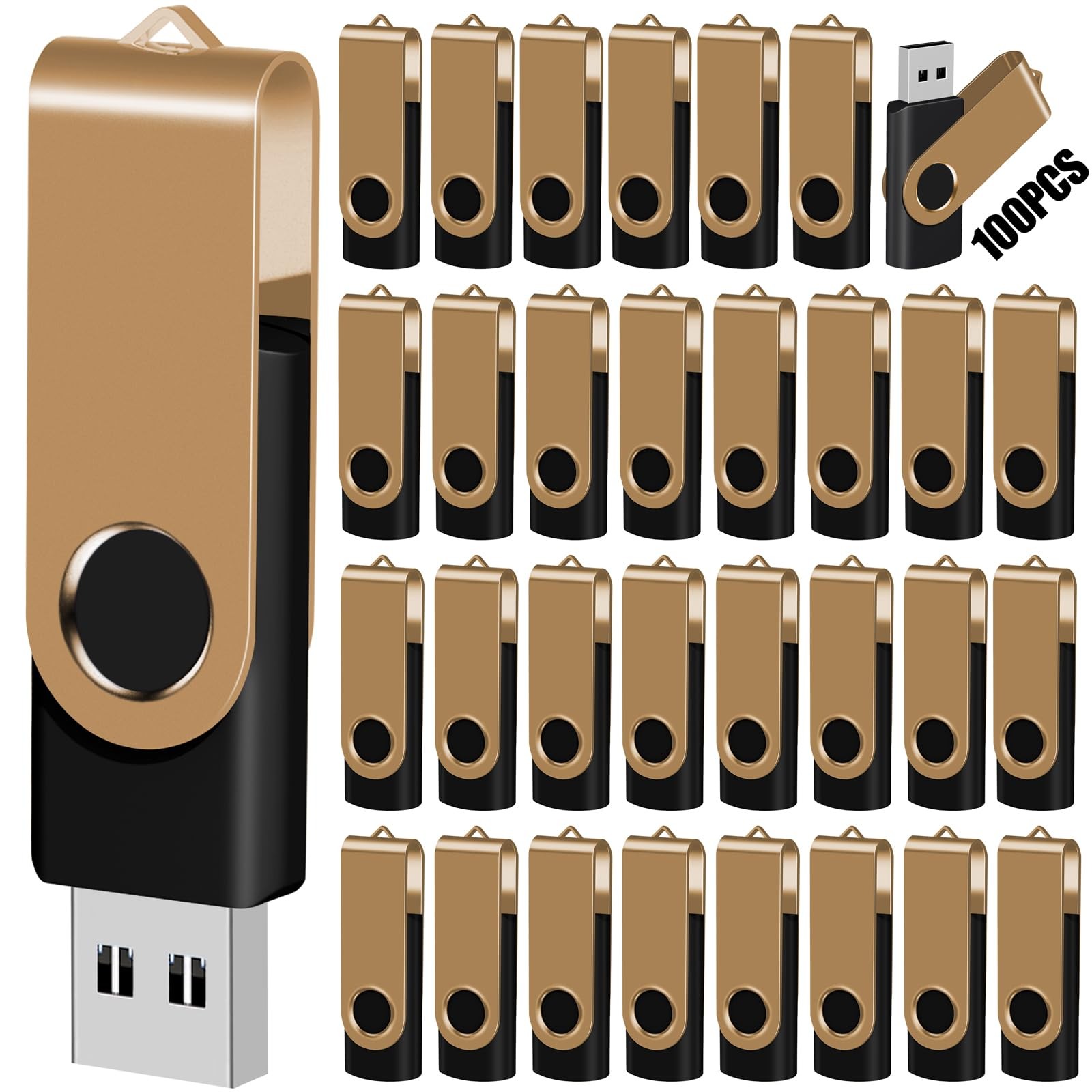 2GB USB Flash Drive 100 Pack with Lanyards - Bulk USB 2.0 Storage Drives for Data Transfer-image