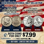 2026 P Semiquincentennial UNC & 1976 P Bicentennial Half Dollars - U Get 2 Coins