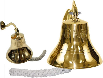 Navy 6'' Solid Brass Ship Bell - Rustic Wall Decor for Home & Bars