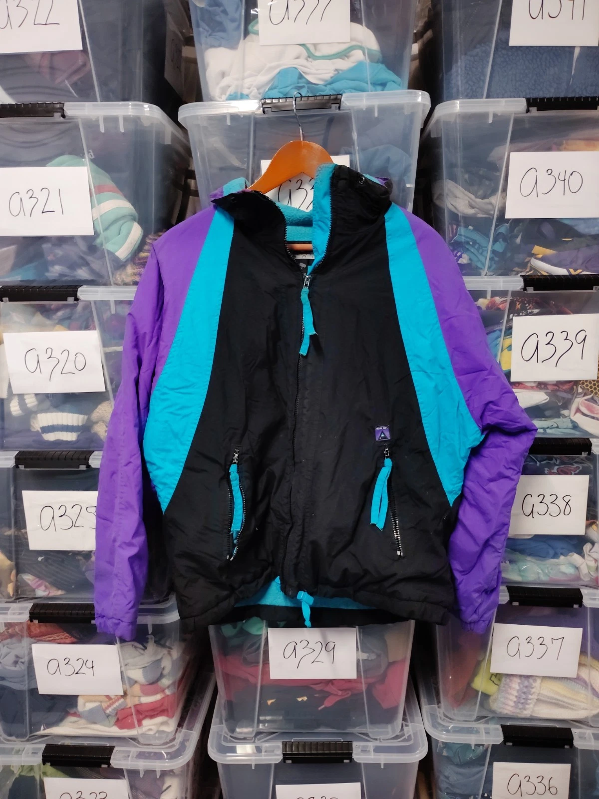 Vtg Pacific Trail Windbreaker Purple Teal Size M Fair Condition A351