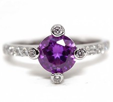 2CT Natural Amethyst  Topaz 925 Genuine Sterling Silver Ring Jewelry Sz 7
